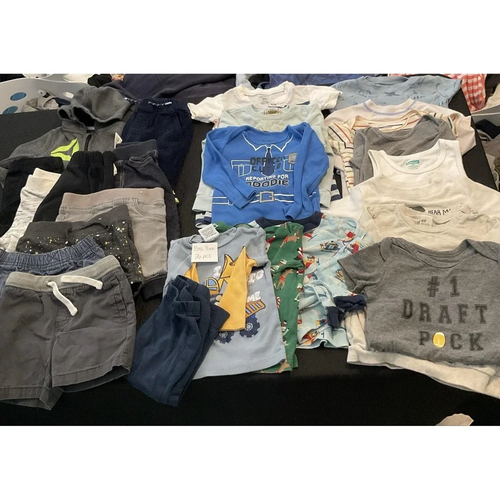 Mixed Brands 26pc Clothes Lot Boys 18M Multicolor Tops Pants Pajamas Shorts